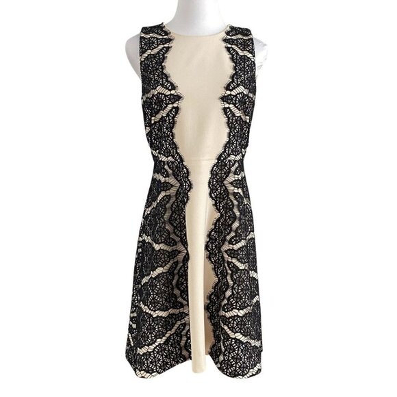 DIANE VON FURSTENBERG DANIELLA BEIGE BLACK LACE SHEATH DRESS - 6 - Picture 2 of 10